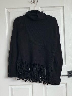 Zimmermann Black Fringe Hem Turtleneck